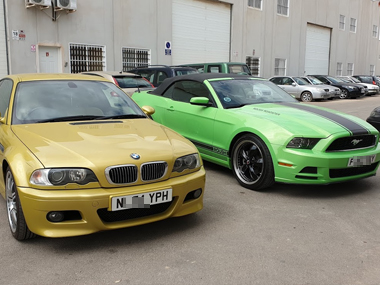 BMW M3 and Ford Mustang outside our workshop in Murcia BMW M3 & Ford Mustang